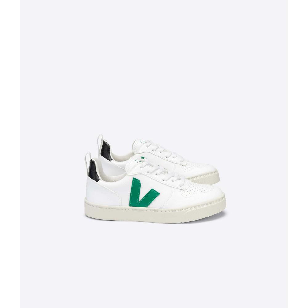 Veja V-10 LACE CWL Kids\' Shoes White/Green | CA 788TCE